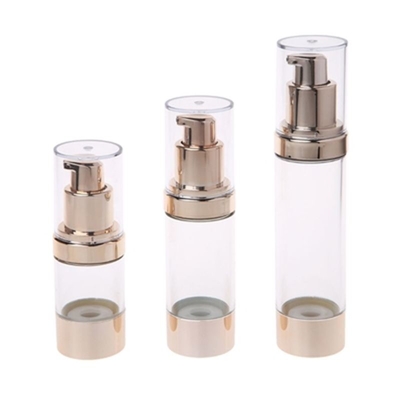 Calidad superior Oro Aluminio 20ml Botella de bomba de plástico sin aire Uso Cuidado de la piel