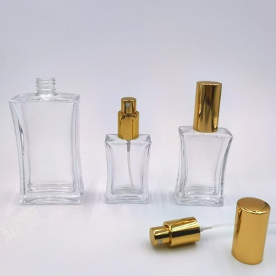 Botella de vidrio personalizada de 20 ml, 30 ml y 50 ml con pulverizador de aluminio y tapa superior