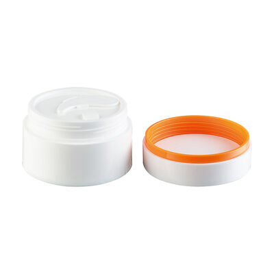 Tarro de crema cosmética blanca con tapa de sellado interior para productos de cuidado de la piel