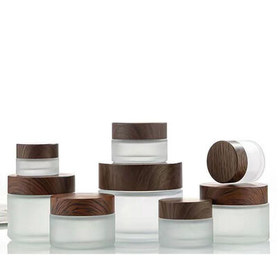 5g 10g 15g 30g 50g Frascos de vidrio congelado vacíos de crema cosmética de madera natural Contenedores para crema de ojos máscara facial