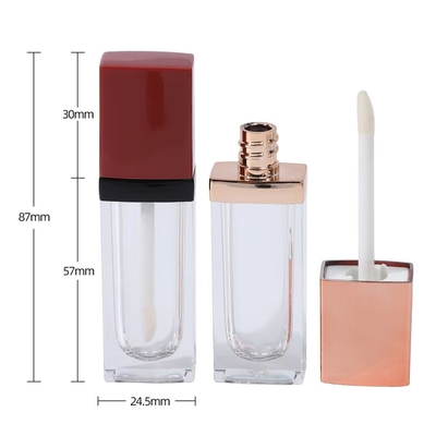 3.5ml tubo de plástico cuadrado de esmalte labial con cepillo, el color se puede personalizar