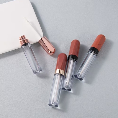 El color del anillo de electroplacado de plástico redondo 4.5ml tubo de esmalte labial se puede personalizar
