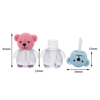 2 ml de tapa de cabeza de oso plástico tubo de esmalte labial en varios colores con cierre de tapa de tornillo e impresión personalizada
