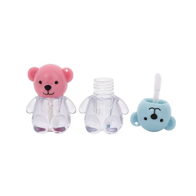 2 ml de tapa de cabeza de oso plástico tubo de esmalte labial en varios colores con cierre de tapa de tornillo e impresión personalizada