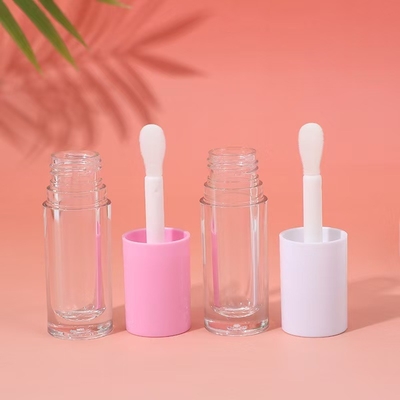 Tubo de esmalte labial de plástico blanco, negro y rosa con cepillo, logotipo personalizable