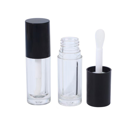 Tubo de esmalte labial de plástico blanco, negro y rosa con cepillo, logotipo personalizable