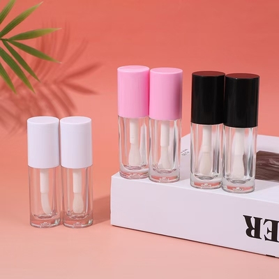 Tubo de esmalte labial de plástico blanco, negro y rosa con cepillo, logotipo personalizable