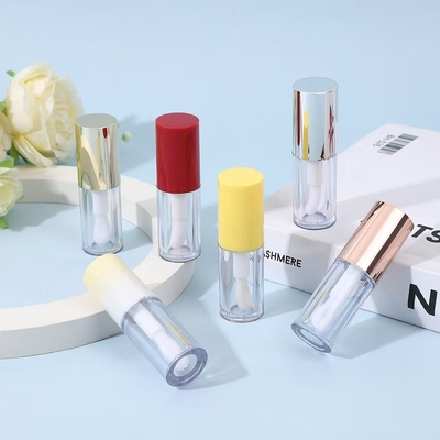 Tubo redondo de plástico de esmalte labial con cepillo Varios colores pueden ser personalizados Logotipo puede ser personalizado