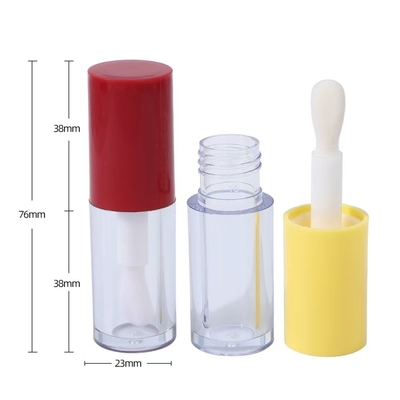 Tubo redondo de plástico de esmalte labial con cepillo Varios colores pueden ser personalizados Logotipo puede ser personalizado