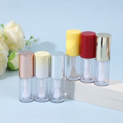Tubo redondo de plástico de esmalte labial con cepillo Varios colores pueden ser personalizados Logotipo puede ser personalizado