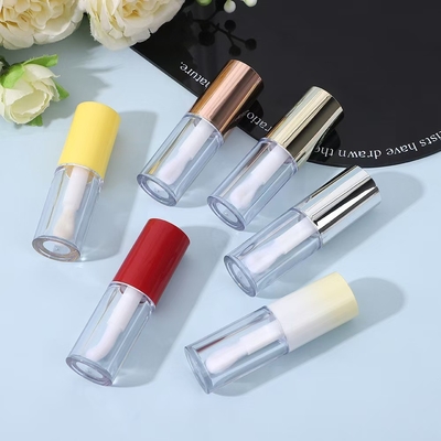 Tubo redondo de plástico de esmalte labial con cepillo Varios colores pueden ser personalizados Logotipo puede ser personalizado