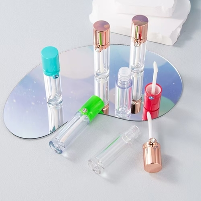 4 ml de plástico tubo de esmalte labial con tapa de perforación, color personalizable y logotipo impreso
