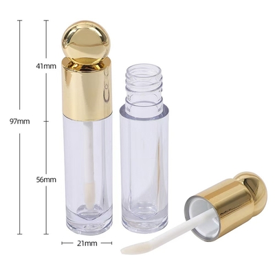 Cabeza redonda de diseño de tapa de plástico tubo de esmalte labial con cepillo 4,5 ml de oro