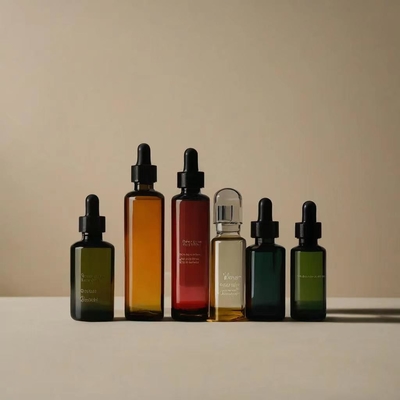 Embalaje vacío Botella de aceite esencial con gotero Acepta colores personalizados e impresión de logotipo