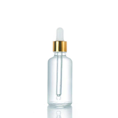Botella de vidrio de hombro redondo vacío de aceite personalizado con gotero de aluminio 10ML 30ML 50ML