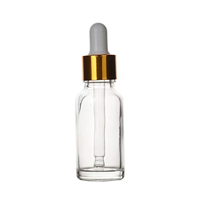 Botella de vidrio de hombro redondo vacío de aceite personalizado con gotero de aluminio 10ML 30ML 50ML