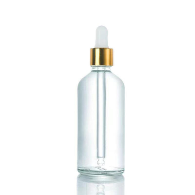 Botella de vidrio de hombro redondo vacío de aceite personalizado con gotero de aluminio 10ML 30ML 50ML