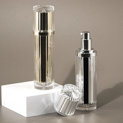 Botella de frasco acrílico sin aire 30G 50G 30ML 50ML 100ML para loción cosmética con bomba de loción de aluminio o rociador de niebla