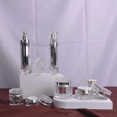 Botella de frasco acrílico sin aire 30G 50G 30ML 50ML 100ML para loción cosmética con bomba de loción de aluminio o rociador de niebla