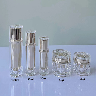 Botella de frasco acrílico sin aire 30G 50G 30ML 50ML 100ML para loción cosmética con bomba de loción de aluminio o rociador de niebla