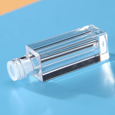 Tubo de plástico para brillo de labios 1.2ml embalaje vacío cuadrado tapa de pincel negro con cuerpo de tubo transparente
