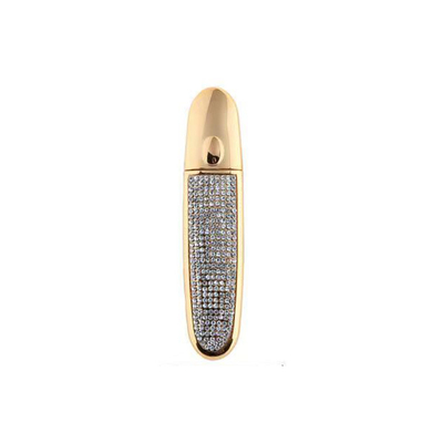 Solución de embalaje cosmético oval 10g tubo de lápiz labial con tapa de tornillo y detalle de piedra