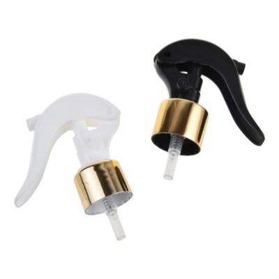 Rociador de gatillo mini de aluminio dorado con cuello de 24/410 28/410 para dispensación de niebla fina