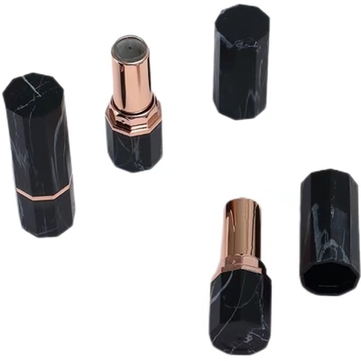 Elegante sexángulo plástico de lápiz labial Casos vacío en el recipiente de cosméticos en blanco o negro