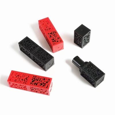 Elegantes cuadrados de plástico chinoiserie estuches de lápiz labial para recipientes de bálsamo labial