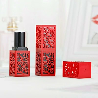 Elegantes cuadrados de plástico chinoiserie estuches de lápiz labial para recipientes de bálsamo labial