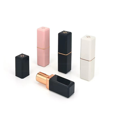 Tubo de lápiz labial vacío de plástico de forma cuadrada 5G con impresión de trébol de cuatro hojas en la tapa superior