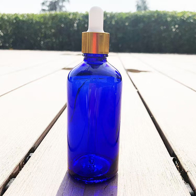 Matt azul aceite esencial botella de vidrio vacía reutilizable y reciclable