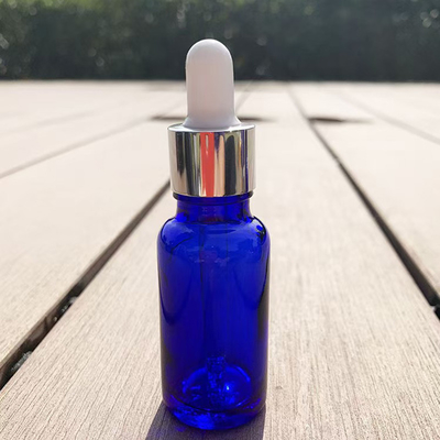 Matt azul aceite esencial botella de vidrio vacía reutilizable y reciclable