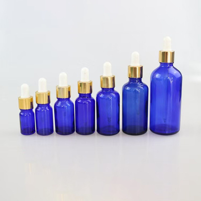 Matt azul aceite esencial botella de vidrio vacía reutilizable y reciclable