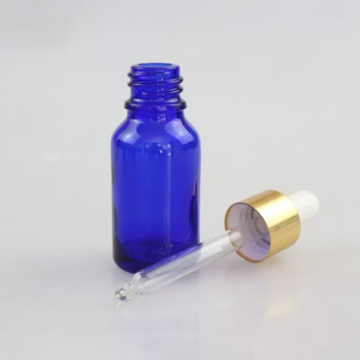 Matt azul aceite esencial botella de vidrio vacía reutilizable y reciclable