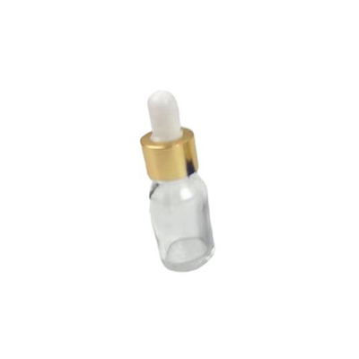 Botella de aceite esencial de vidrio transparente con gotero de aluminio conjunto completo