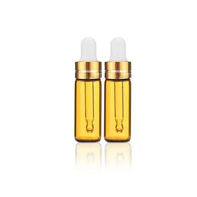 Botella de vidrio transparente de 5 ml para aceite esencial con gotero de aluminio