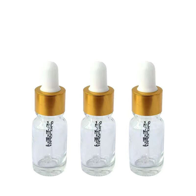 Botella de vidrio transparente de 5 ml para aceite esencial con gotero de aluminio