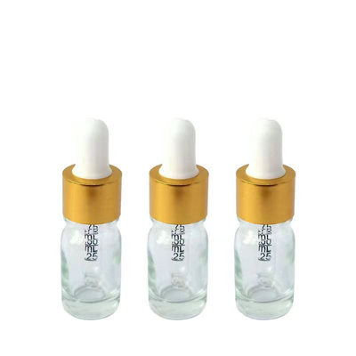 Botella de aceite esencial de vidrio transparente con gotero de aluminio conjunto completo