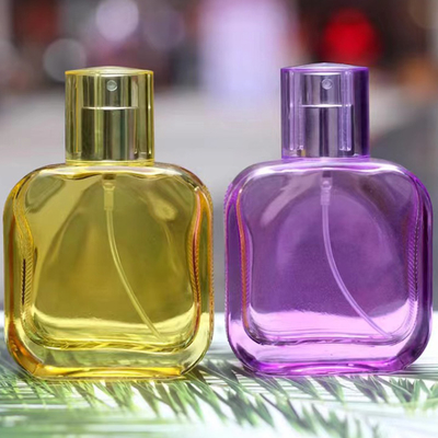 Botella de perfume de vidrio colorido de 30 ml con pulverizador conjunto completo embalaje vacío para perfumería