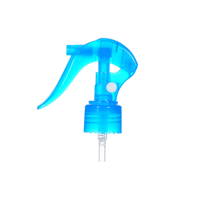 Pulverizador de disparo de plástico azul transparente 24/410 utilizado en el sello de botellas