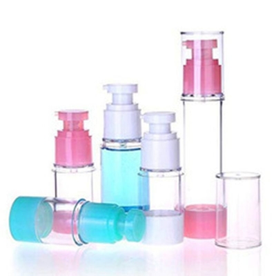 Color rosa Botella de bomba sin aire de plástico de uso normal de 50 ml para cuidado personal cosmético