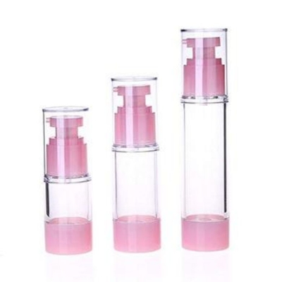 Color rosa Botella de bomba sin aire de plástico de uso normal de 50 ml para cuidado personal cosmético
