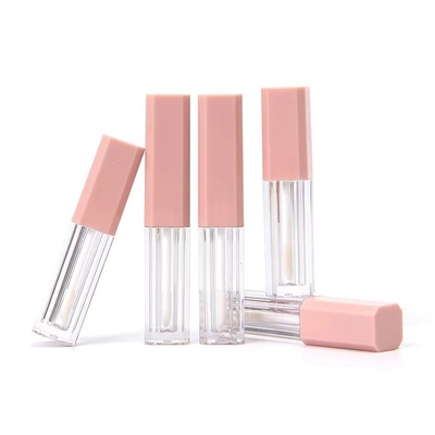 Contenedor vacío de plástico rosa de 1,2 ml con tubos de brillo labial con colores personalizados