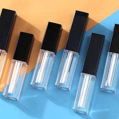 Bolsa de 1.2 ml de tubo de brillo de labios vacío cuadrado Negro y color transparente