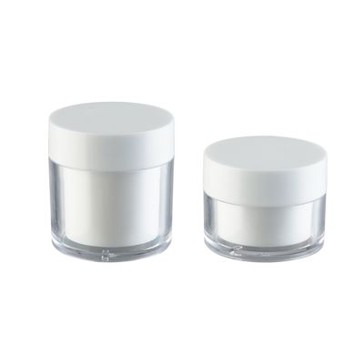 Tarro de crema redondo de doble capa de plástico AS de alta transparencia 15g 30g 50g