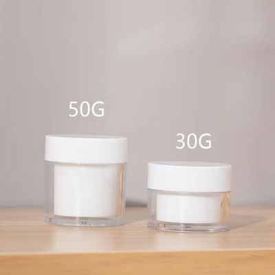 Tarro de crema redondo de doble capa de plástico AS de alta calidad de 15 g, 30 g y 50 g