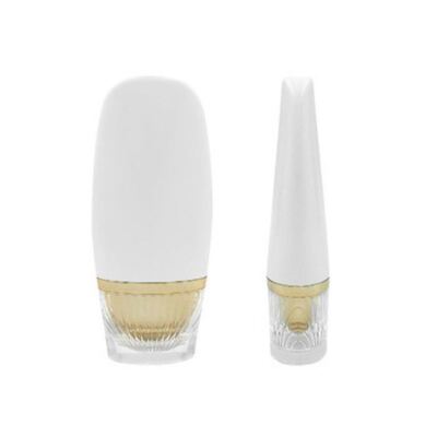 Botella de protector solar de oro de lujo de forma ovalada de 50 ml - Botella de plástico cosmético de alta gama para el cuidado de la piel
