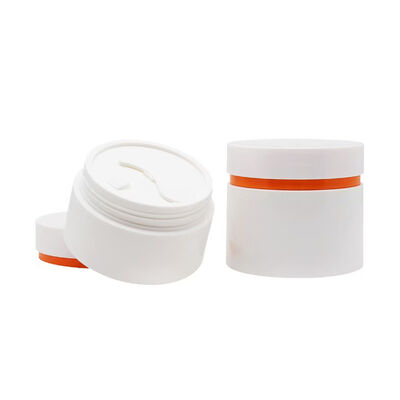 Tarro de crema cosmética blanca con tapa de sellado interior para productos de cuidado de la piel
