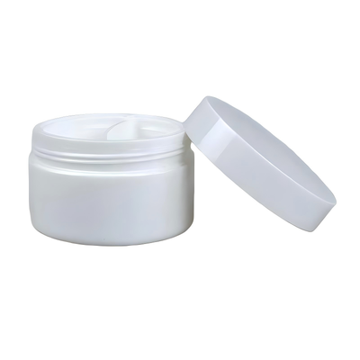 Tarro de crema PP de plástico de doble rejilla, venta al por mayor, 50 + 50g, con almacenamiento separado de doble rejilla para productos para el cuidado de la piel